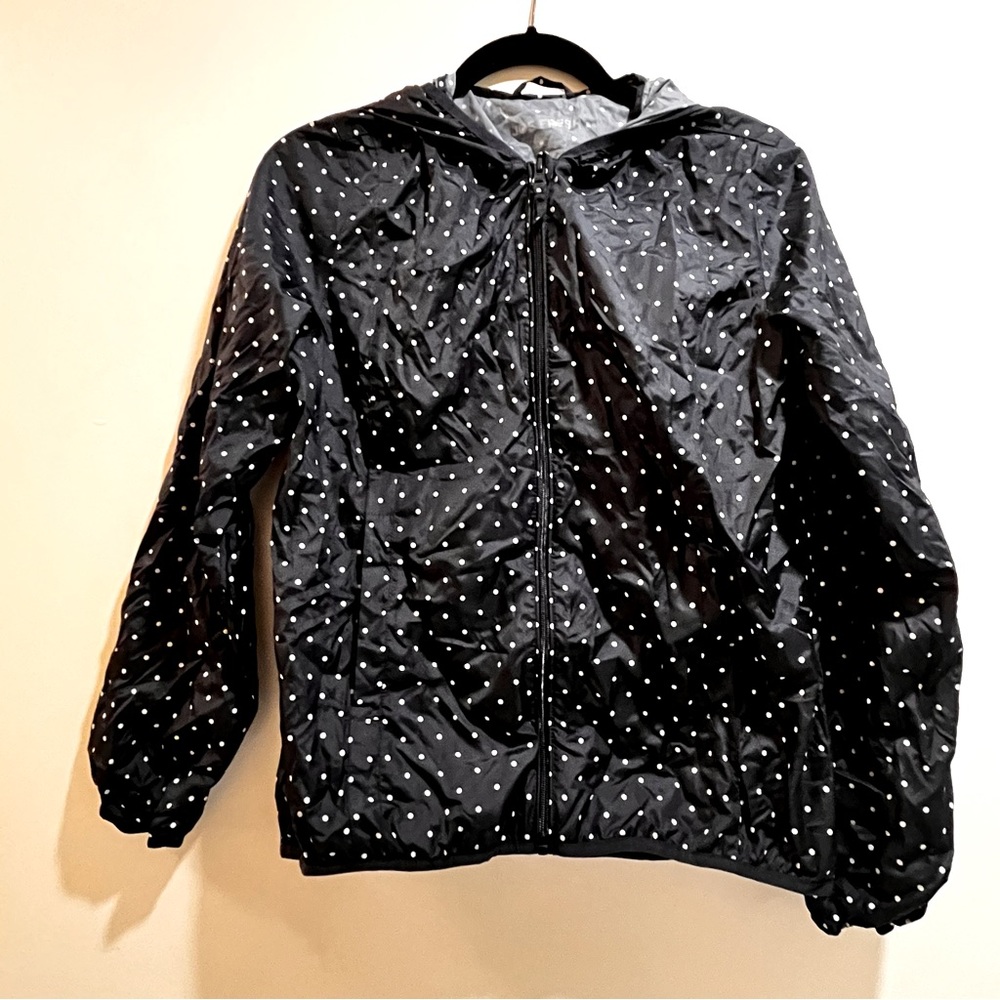 JOE FRESH POLKA DOT PACKABLE RAIN JACKET